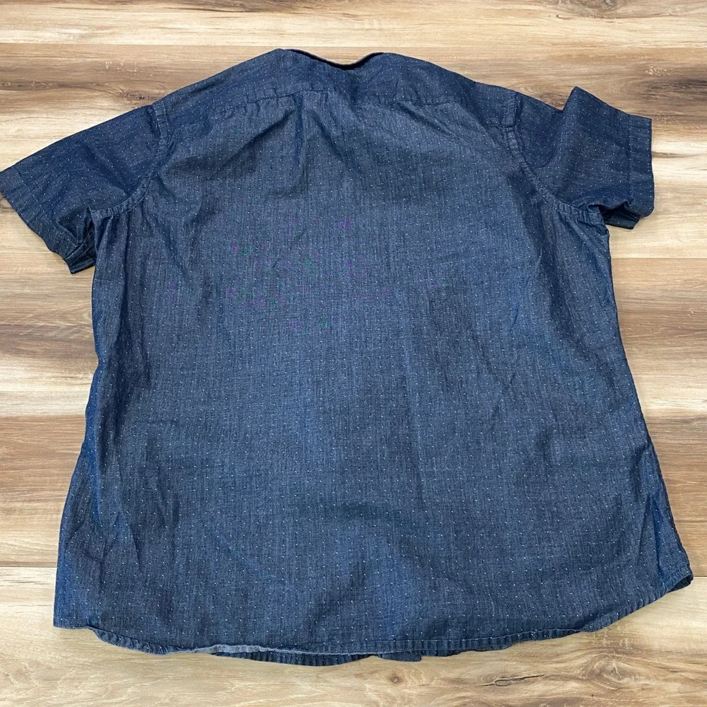 Banana Republic Chambray Shirt Mens L Minimalist Cotton Soft Wash Dotted Navy